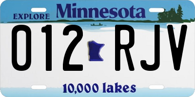 MN license plate 012RJV