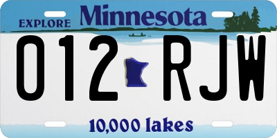 MN license plate 012RJW