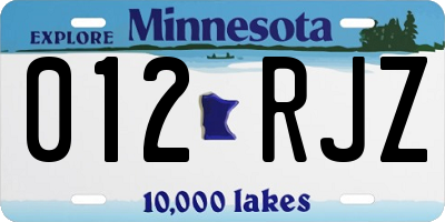 MN license plate 012RJZ