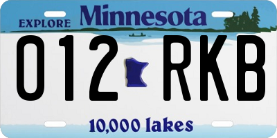MN license plate 012RKB