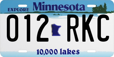 MN license plate 012RKC