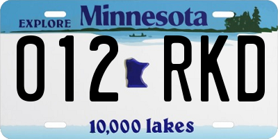 MN license plate 012RKD