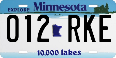 MN license plate 012RKE