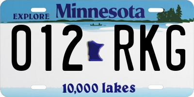 MN license plate 012RKG
