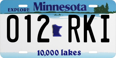 MN license plate 012RKI