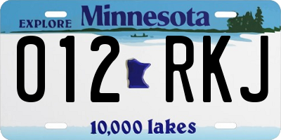 MN license plate 012RKJ