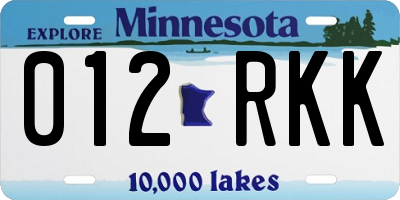 MN license plate 012RKK