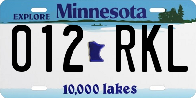 MN license plate 012RKL