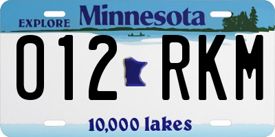 MN license plate 012RKM