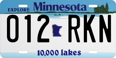 MN license plate 012RKN