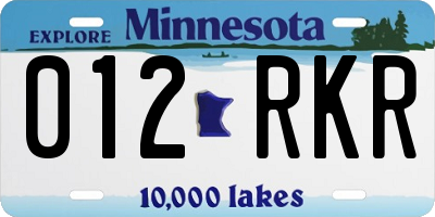 MN license plate 012RKR