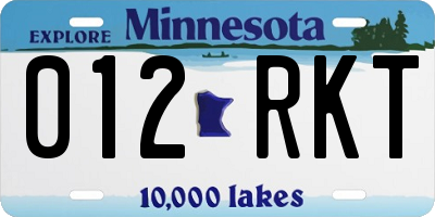 MN license plate 012RKT