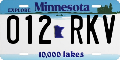 MN license plate 012RKV