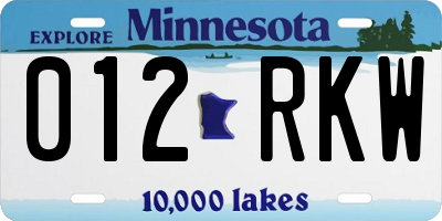 MN license plate 012RKW