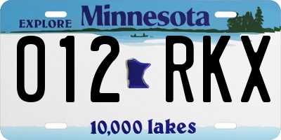 MN license plate 012RKX