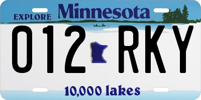 MN license plate 012RKY
