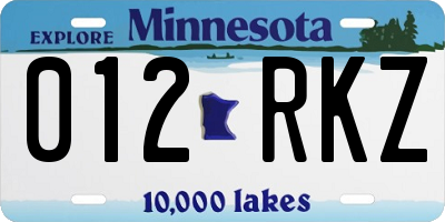 MN license plate 012RKZ