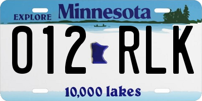 MN license plate 012RLK