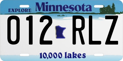 MN license plate 012RLZ