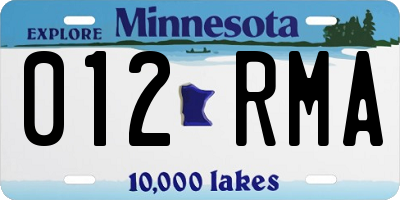 MN license plate 012RMA