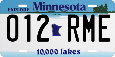 MN license plate 012RME