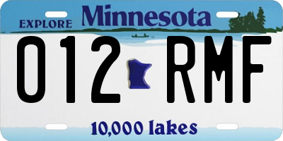MN license plate 012RMF