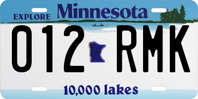 MN license plate 012RMK