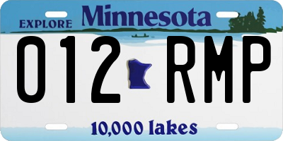 MN license plate 012RMP