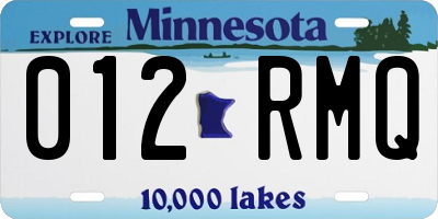 MN license plate 012RMQ