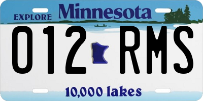 MN license plate 012RMS