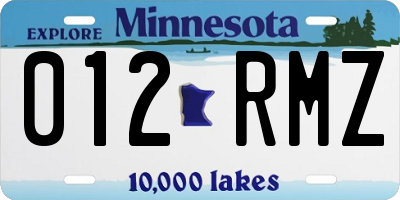 MN license plate 012RMZ