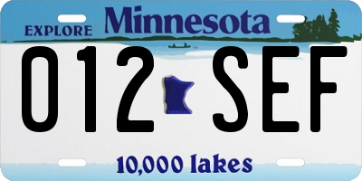 MN license plate 012SEF