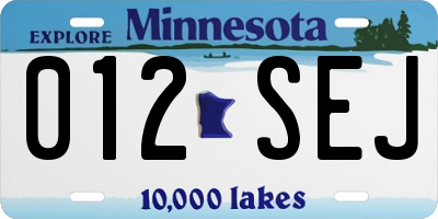 MN license plate 012SEJ