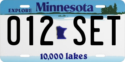 MN license plate 012SET