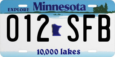 MN license plate 012SFB