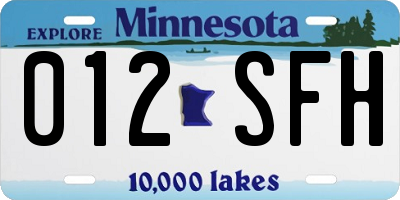 MN license plate 012SFH