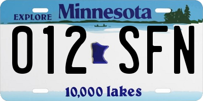 MN license plate 012SFN