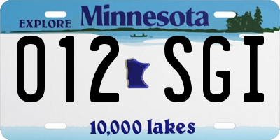 MN license plate 012SGI