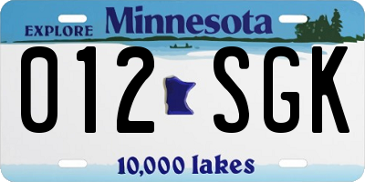 MN license plate 012SGK