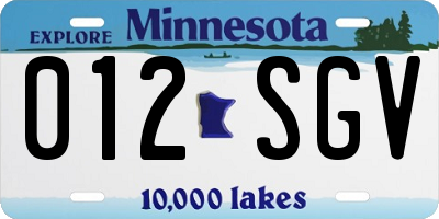 MN license plate 012SGV