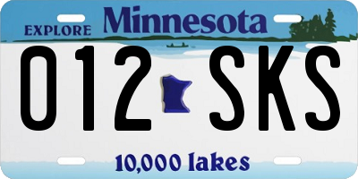 MN license plate 012SKS