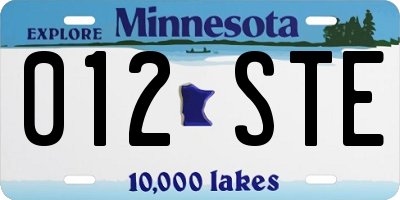 MN license plate 012STE