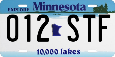 MN license plate 012STF