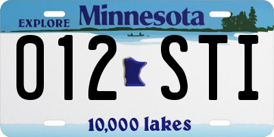 MN license plate 012STI