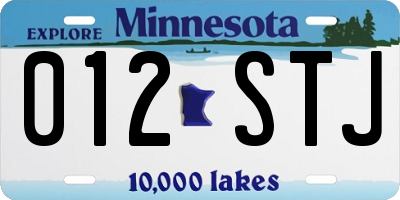MN license plate 012STJ