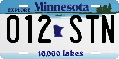 MN license plate 012STN