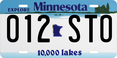MN license plate 012STO