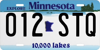 MN license plate 012STQ