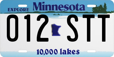 MN license plate 012STT