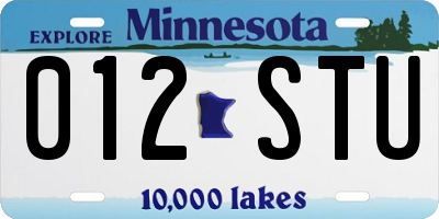 MN license plate 012STU